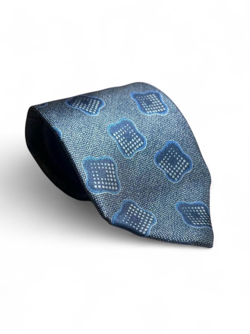 Valentino Cravatte Silk Tie Mens Blue Geometric Patterned Designer Neckwear